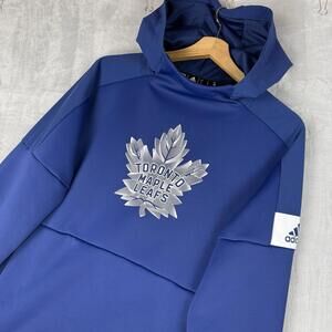 Toronto Maple Leafs Hoodie Game Mode Men Small Blue Adidas Athletic Hockey Pro